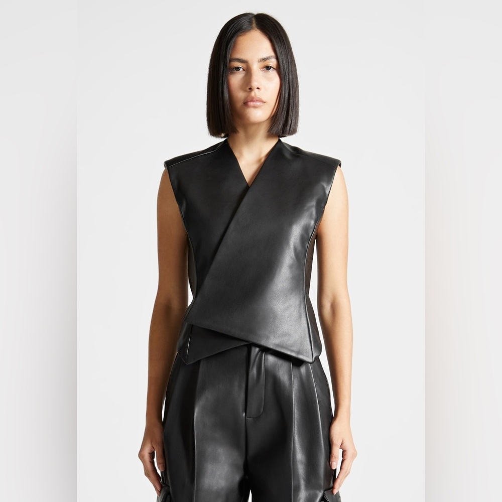 Maniere De Voir Vegan Leather Waist Coat- Brand new with tags